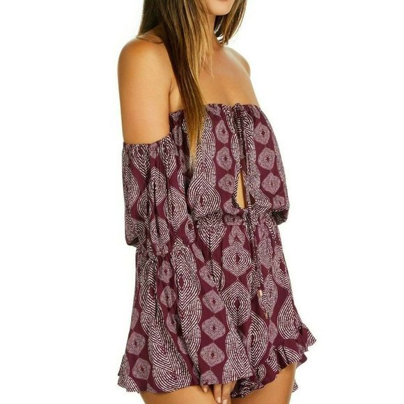 Anthropologie RADIO FIGI Sz SMALL Majorelle Sokally Romper Swim Cover Up Marsala - Picture 7 of 7